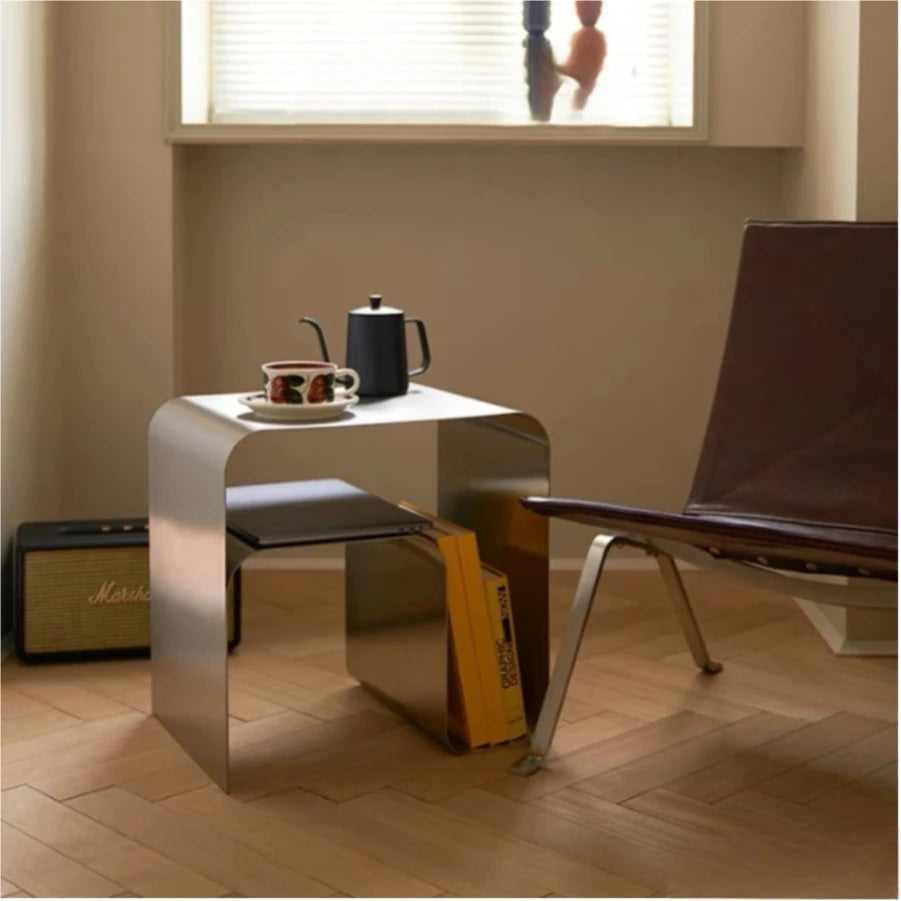 Bedside Table Minimalist Stainless Steel Cabinet Table Several Integrated Molding Storage Cabinets End Table Furniture