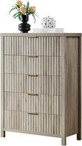 5 Drawers Dresser for Bedroom, 44 Inches Tall Modern Bedroom Dressers, Chest of Drawers for Bedroom, Fluted Dresser for Closet O