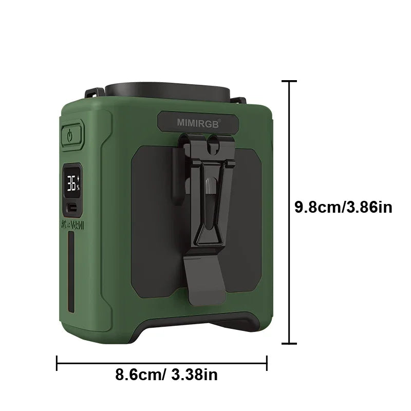 10000mAh Portable Waist Fan with Power Bank LED Lighting Hanging Neck