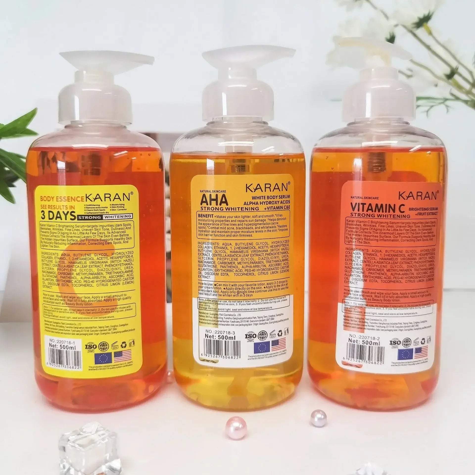 500ml Vitamin C&VE Face Serum VC Fruit Acid Brightening Repair Anti-aging Body Essence Alpha Hydroxy Acids (AHA) Essence