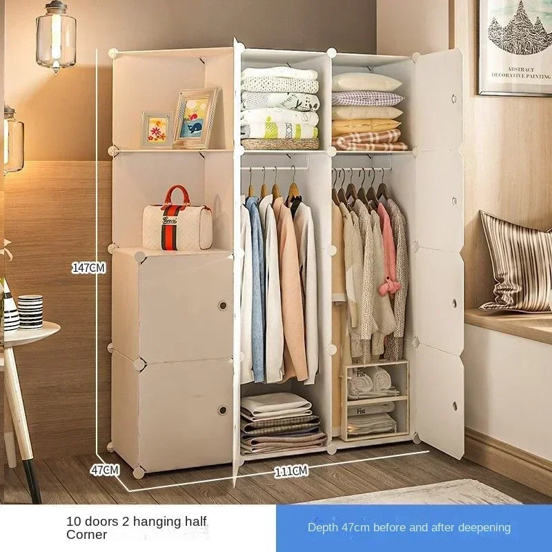 Simple Wardrobe Clothes Folding Cabinets Dressers Cube Storage Locker Plastic Collapsible Dustproof Home Bedroom Furniture