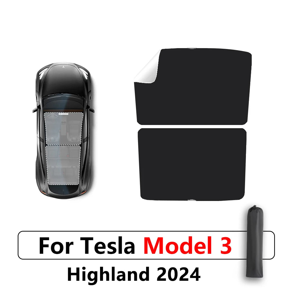 PVC Silica Gel Electrostatic Sorption Sunshade Sunroof Front Rear Glass Cooling Covers for Tesla Model Y Model 3 Highland 2024