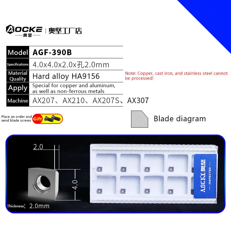 10Pcs/Box AOCKE AX3 Series Pneumatic Chamfering Machine Cermet Blade Hard Alloy Chamfer Machine Accessories Tools