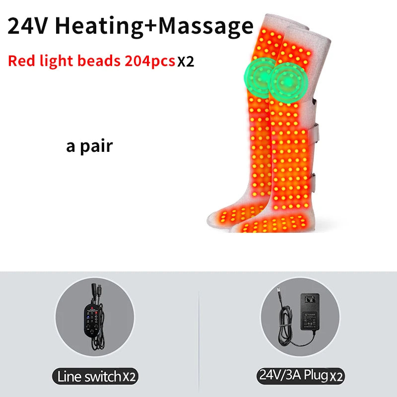 Portable Red Light Heating Long Leg Boots  Leg Vibration Massage Relieves Joint Rheumatic Pain Numbness Chronic Cold LegSyndrome