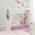 Kids Armoire Dress-Up Closet w/Mirror,Open Hanging Wardrobe w/Clothes Rack,Toddlers Pretend Play Costume Storage Dresser,Childr