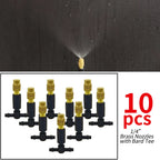 5M-30M Outdoor Misting Cooling System Garden Irrigation Watering 1/4'' Brass Atomizer Nozzles 4/7mm Hose for Patio Greenhouse