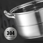 304 Thickened Stainless Steel Steamer, 32cm 5-Layer Stackable Universal Cooking Pot with Lid for Induction and Gas Cooker