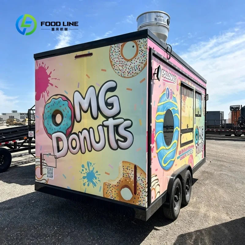 Custom Commercial Mobile Food Cart Trailer with  Kitchen Layout Stainless Steel Food Truck for Street Vending and Event Catering