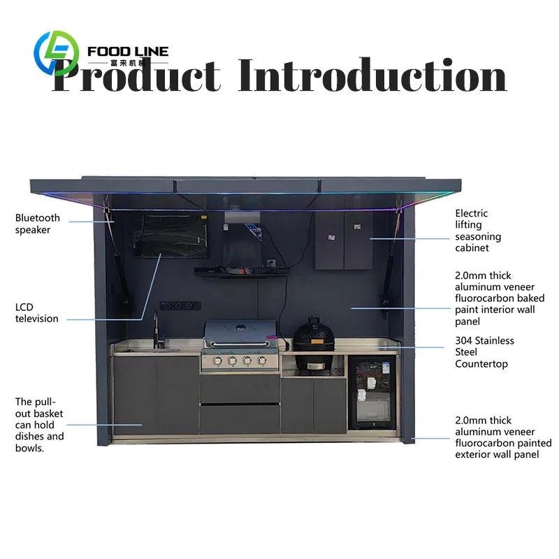 Customized Design Modern Outdoor Kitchen With Bbq Grill Farmhouse Courtyard Gathering Party