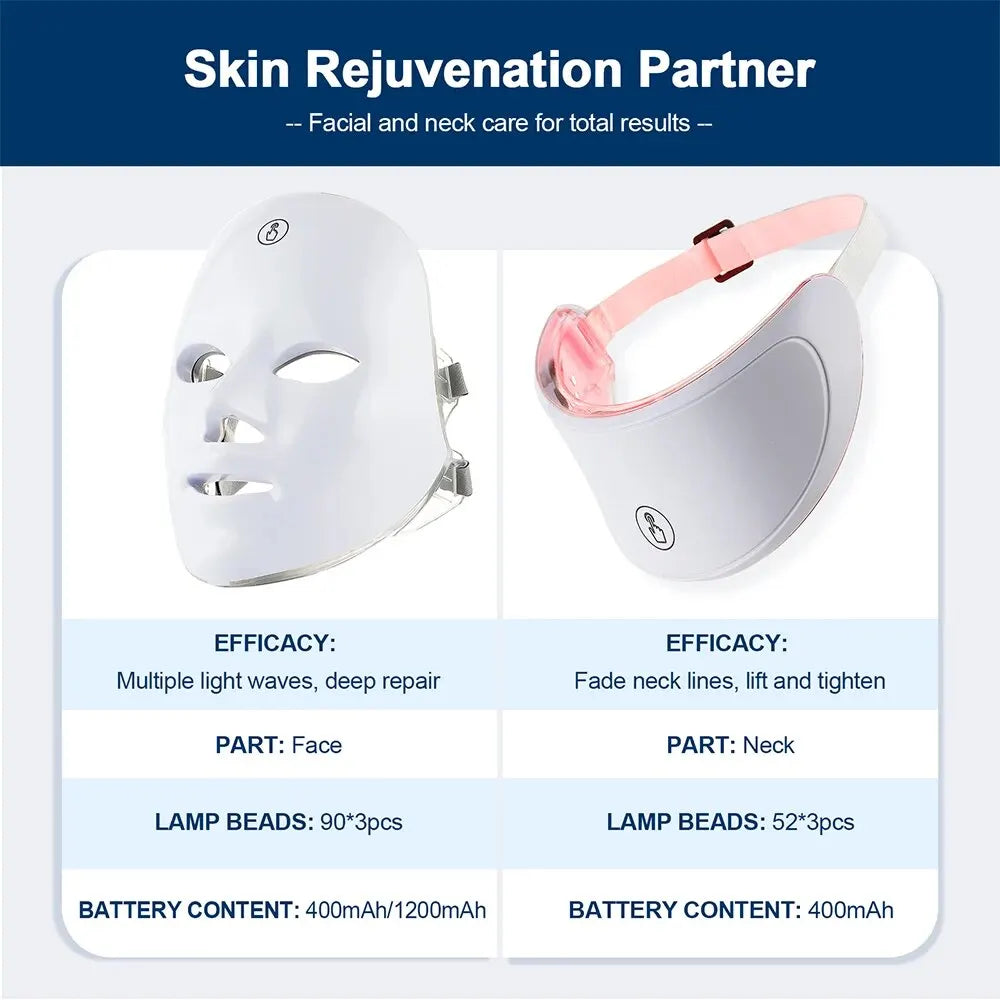 7-Color LED Face & Neck Light Therapy Mask | AlluCanFind