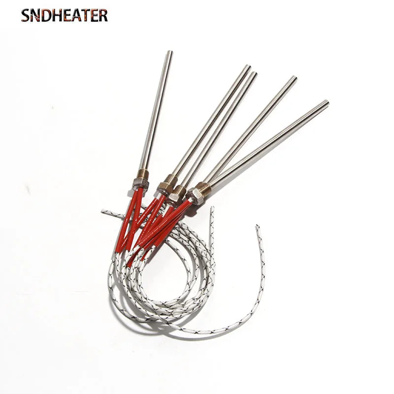 SNDHEATER 1pc Threaded Cartridge Heater 304 Stainless steel Heating Rod DN6 G1/8 10mm BSP Thread 6x50-200mm Tube 12V/24V/36V/48V