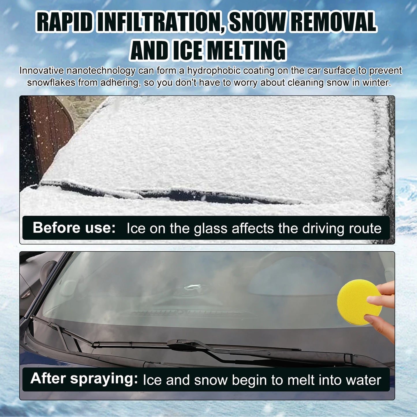 Car Snow Removal Cleaning Cream For Car Windows Snow Removal Anti-Icing Anti-Freezing Car Window Defrosting Cream