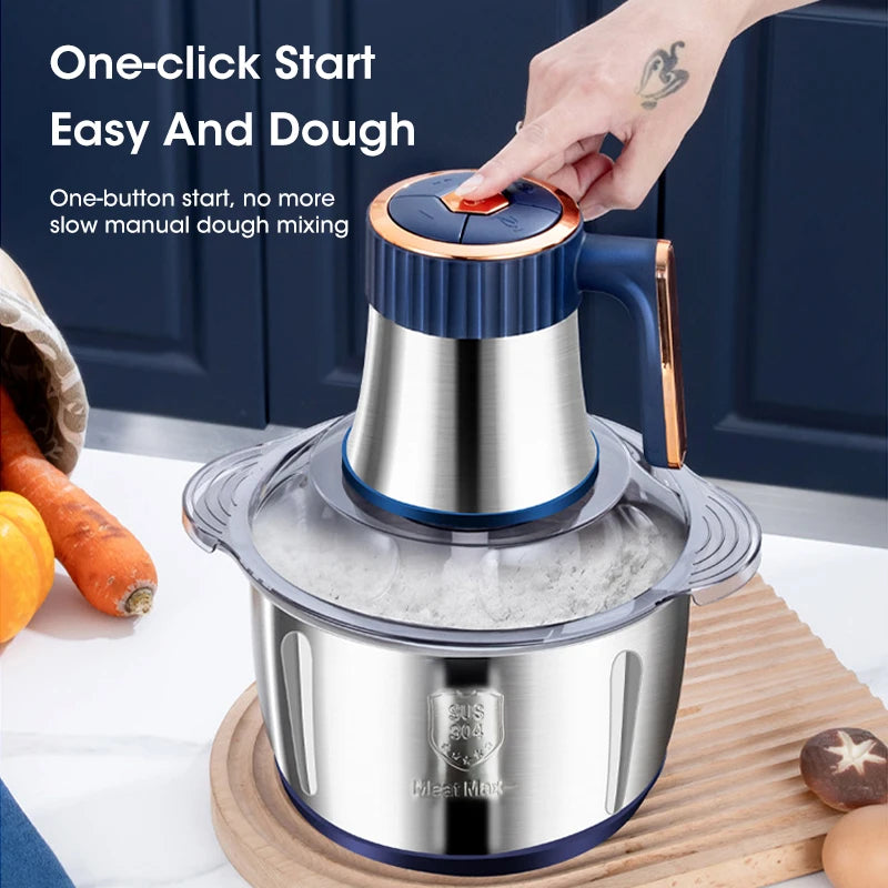 5L Electric Meat Grinder Large Capacity Stainless Steel Flour Mixer Multifunctional Kitchen Vegetable Meat Slicing Grinder Mixer