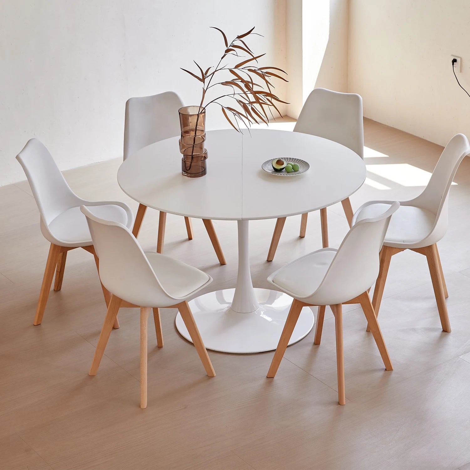 110CM White Round Table Fixed Gina Kitchen Dining Room Living Room Nordic Modern Style Furniture Small Balcony Table