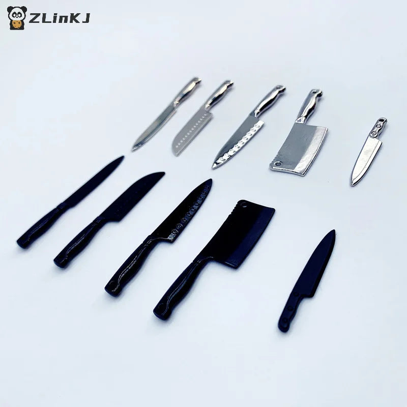 ▶1 Set Doll House Mini Kitchen Knife Cooking Utensils Model for Dollhouse Kitchen Furniture Decoration Accessories Toy