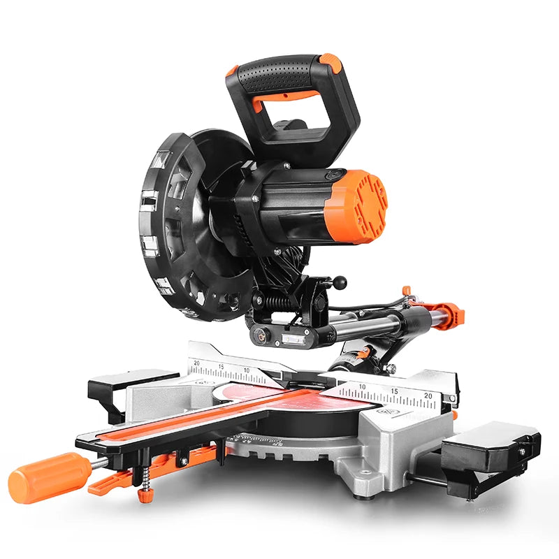 HASPOWER 8 Inch 210mm Sliding Miter Saw Single Bevel With Laser LED Light Electric Power Tool Cutting Machine