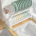 Narrow Dish Storage Rack Multi-Function Organizer Space-Saving Dish Drainer for Small Kitchens Efficient Dish Stand