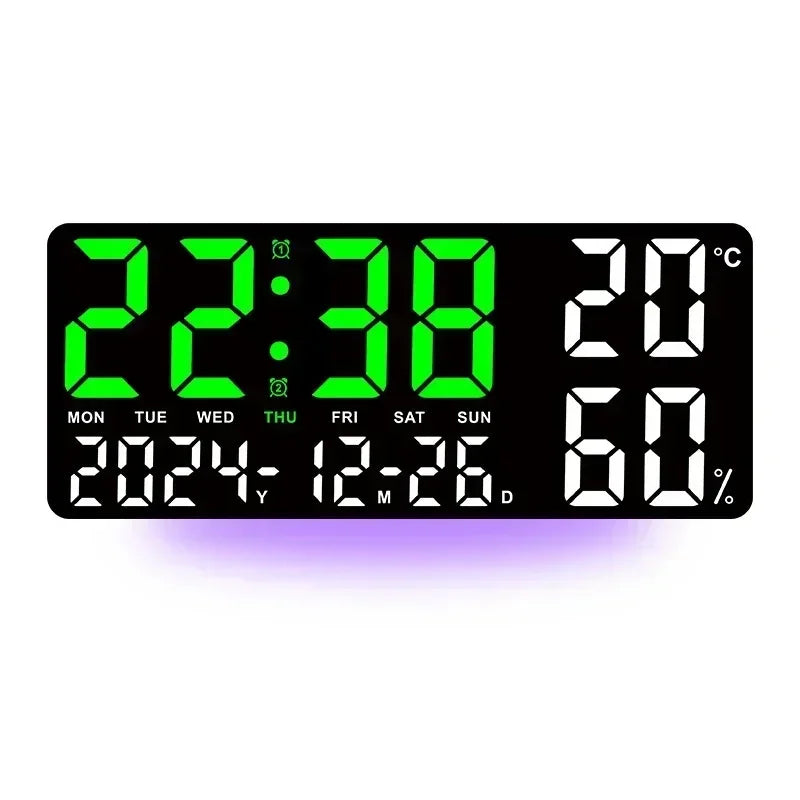 Large LED Digital Wall Clock Alarm Clock with Timing Function Remote Control Ambient Light for Living Room Office Bedroom Decor