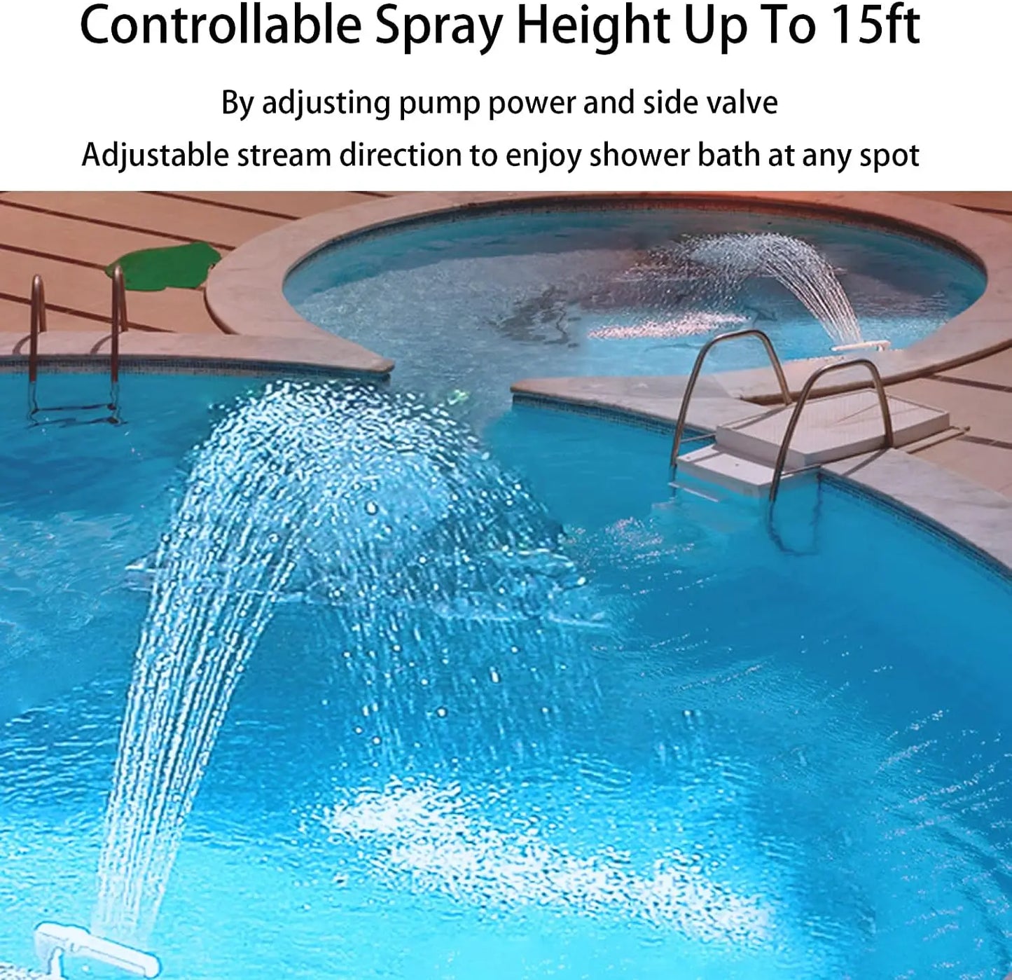 Swimming Pool Waterfall Fountain Kit PVC Feature Water Spay Pools Spa Decorations Easy Install Swimming Pool Accessories