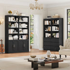 Getone Bookshelf Books wardrobe high wardrobe with 12 compartments 4 doors standing rack for living room office kitchen 115x27x185.5 cm