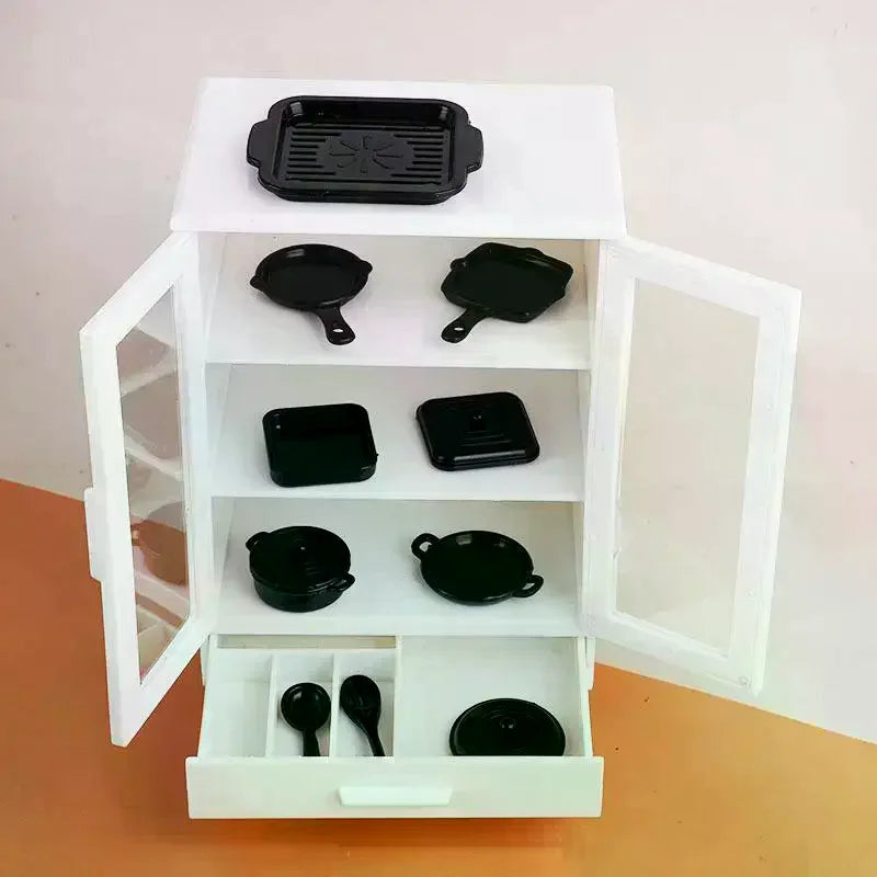 1 Set 1:12 Mini Food Pretend Play Accessores Toy Dollhouse Furniture Model Kitchen Play Kit Miniature Rice Cookers Cabinet