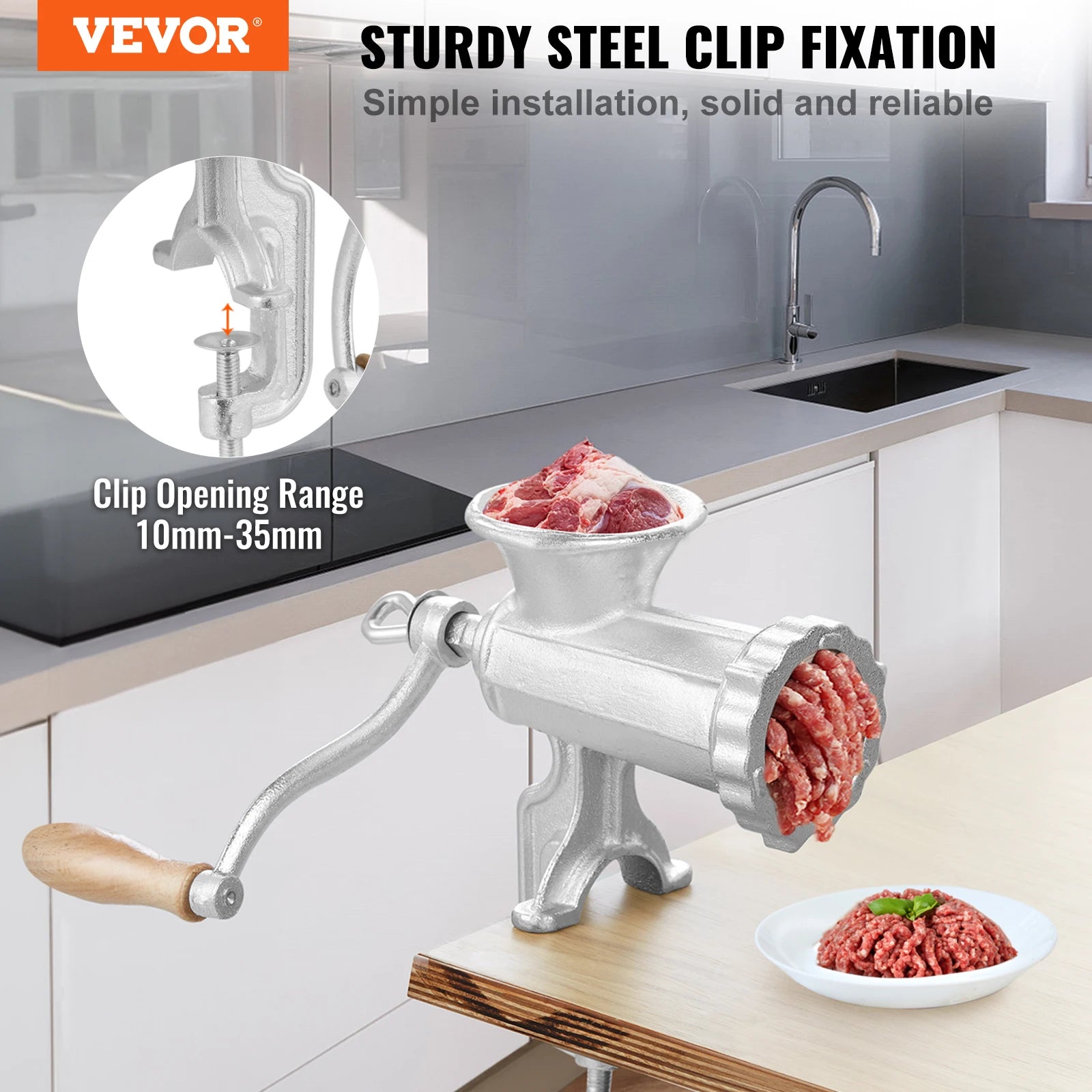 SucceBuy Manual Mini Meat Mincer Food Processor Grinder Portable Chopper Blender Sausage Stuffer Steel for Beef Fish Home