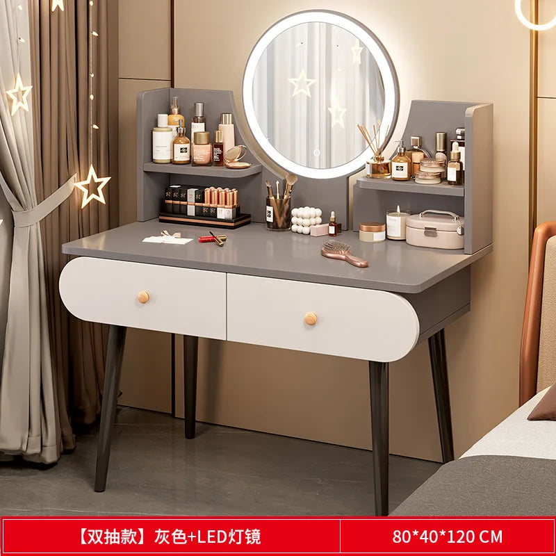 Dressing Table, Bedroom,Simple Modern Small Apartment, Bedside Storage Cabinet,Integrated Makeup Table, Nail Salon Makeup Table