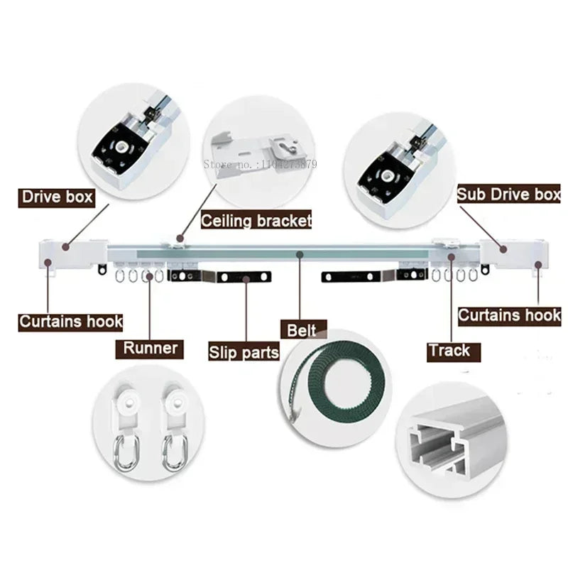 Aqara Smart Zigbee Curtain Drive Motor ZNCLDJ11LM with Electric Curtain Rail Track Set Mi Homekit APP Automatic Control System
