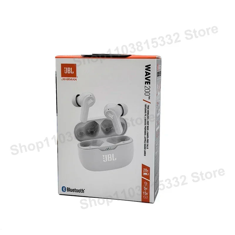 Original JBL Wave 200TWS Wireless Bluetooth Earphones Stereo Earbuds Bass Sound Headphones Headset JBL W200 with Mic