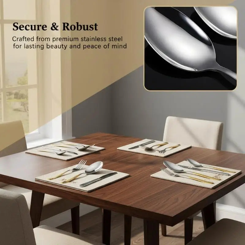 Kitchen Utensil Set Food Grade Stainless Steel Spoon and Fork Set 6PCS Flatware for Hotels Cafes Homes