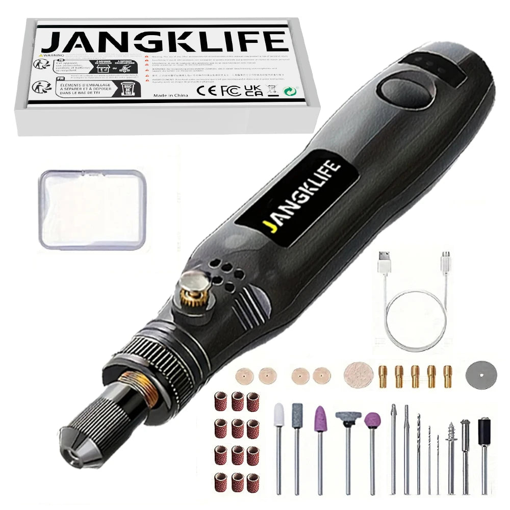 JANGKLIFE USB Cordless Rotary Tool Kit Woodworking Engraving Pen DIY For Jewelry Metal Glass Mini Wireless Drill