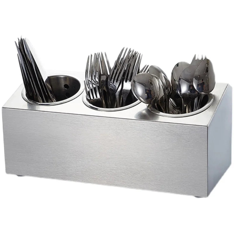 Stainless Steel Cutlery Organizer Box with Dividers Utensil Holder Kitchen Knife Fork Drainer Drying Rack Multi-Size Storage Tra