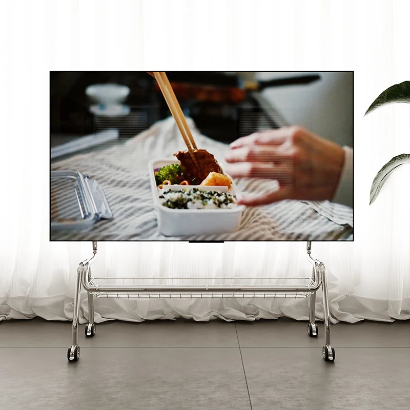 TV Stands Nordic TV Mobile Bracket Living Room Home Modern Simple Floor 32-75 Inch Stainless Steel Hanger with Wheels TV Cabinet