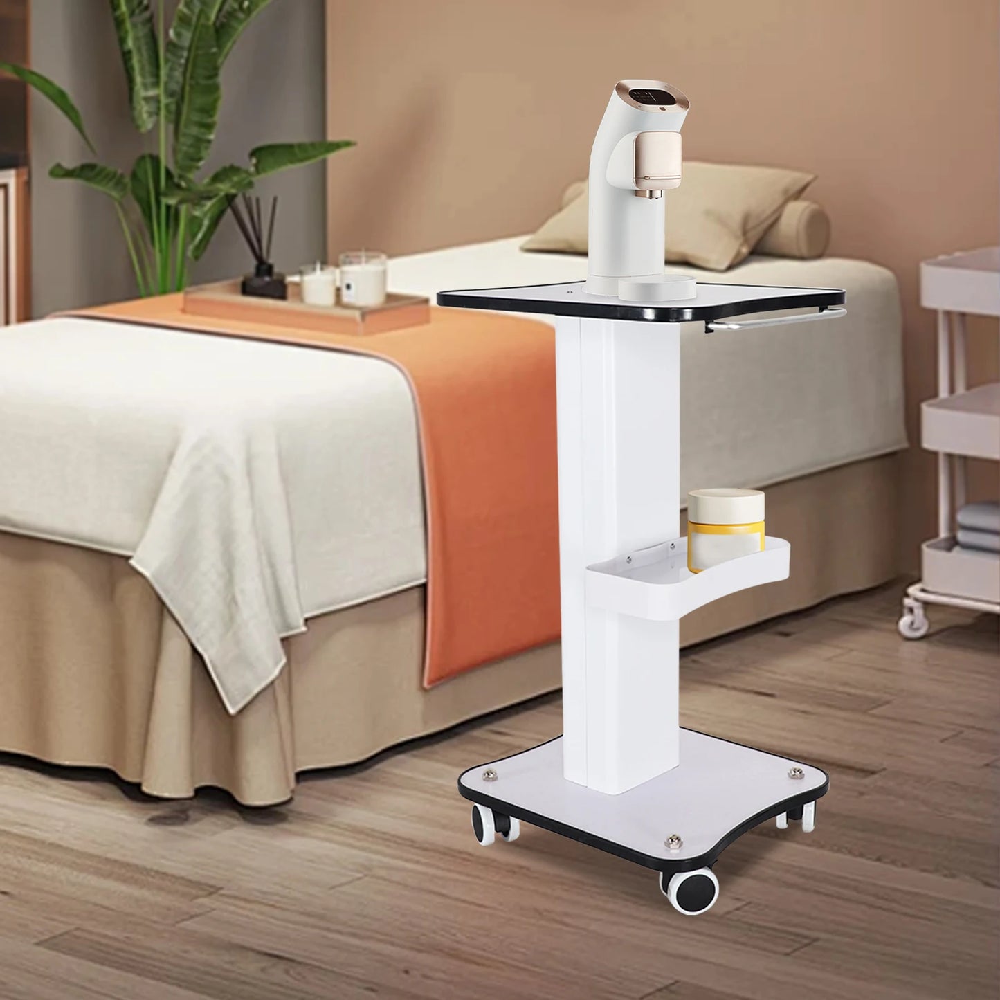 SPA Beauty Storage Beauty Salon Stand Rolling Trolley Cart Equipment Machine Holder Organizer 3 Tier with Push Handle