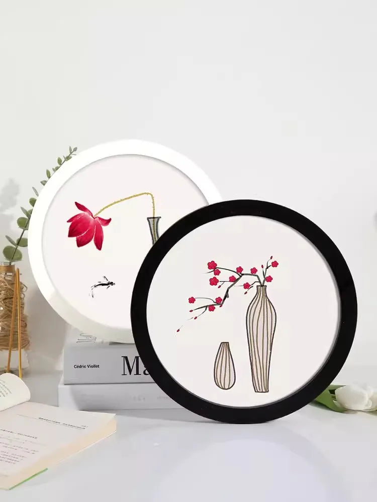 Simple circular photo frame 6 inches, 7, 8, 10, 12 inches, hanging wall picture frame, without painting core