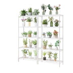 five-layer display stand without wheels with adjustable feet, freely adjustable layer spacing, iron 74*34*150cm, matte white