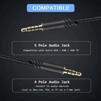 Replacement Headset Cord Audio Cable Inline Mute Cord for Astro A10 A30 A40 A40TR A50 Gaming Headset for PS4 Controller