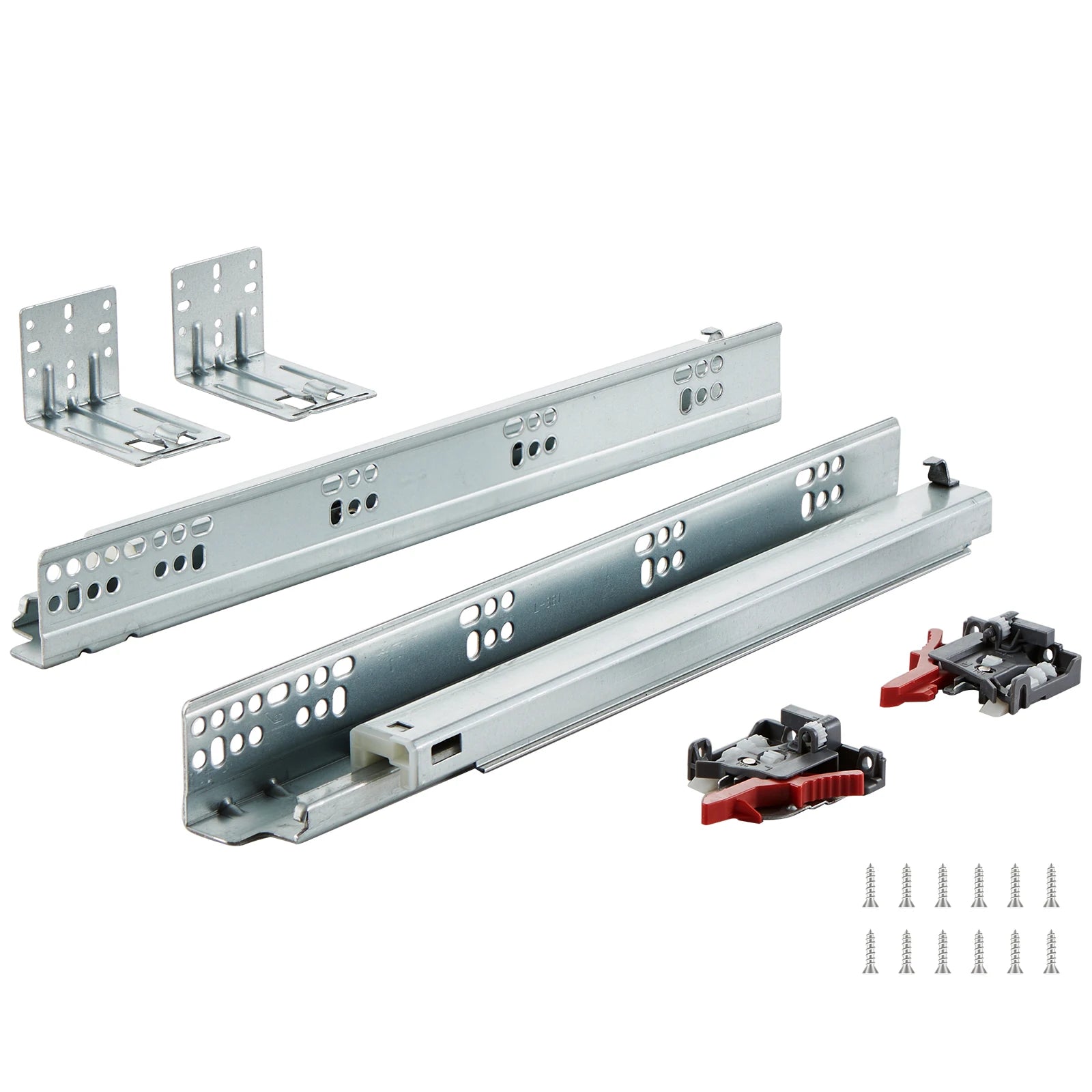 SucceBuy Drawer Side Mount Rails Heavy Duty Full Ball Bearing Extension Steel Track Soft-Close Noiseless Guide Glides 100Lbs