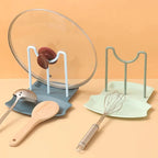 Countertop Pot Lid & Pan Organizer Rack – No-Drill Kitchen Storage Shelf with Utensil Holder