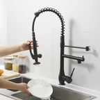 Kitchen Faucet Brushed Nickel Pull-Out  Faucet Swivel Dual Purpose Basin Sink Hot & Cold Water Faucet HMS9069