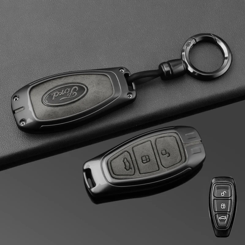 Leather Car Key Case Full Cover for Ford Focus 3 4 ST Mondeo MK3 MK4 Fiesta Fusion Kuga 2013 2014 2015 2017 Keychain Accessories