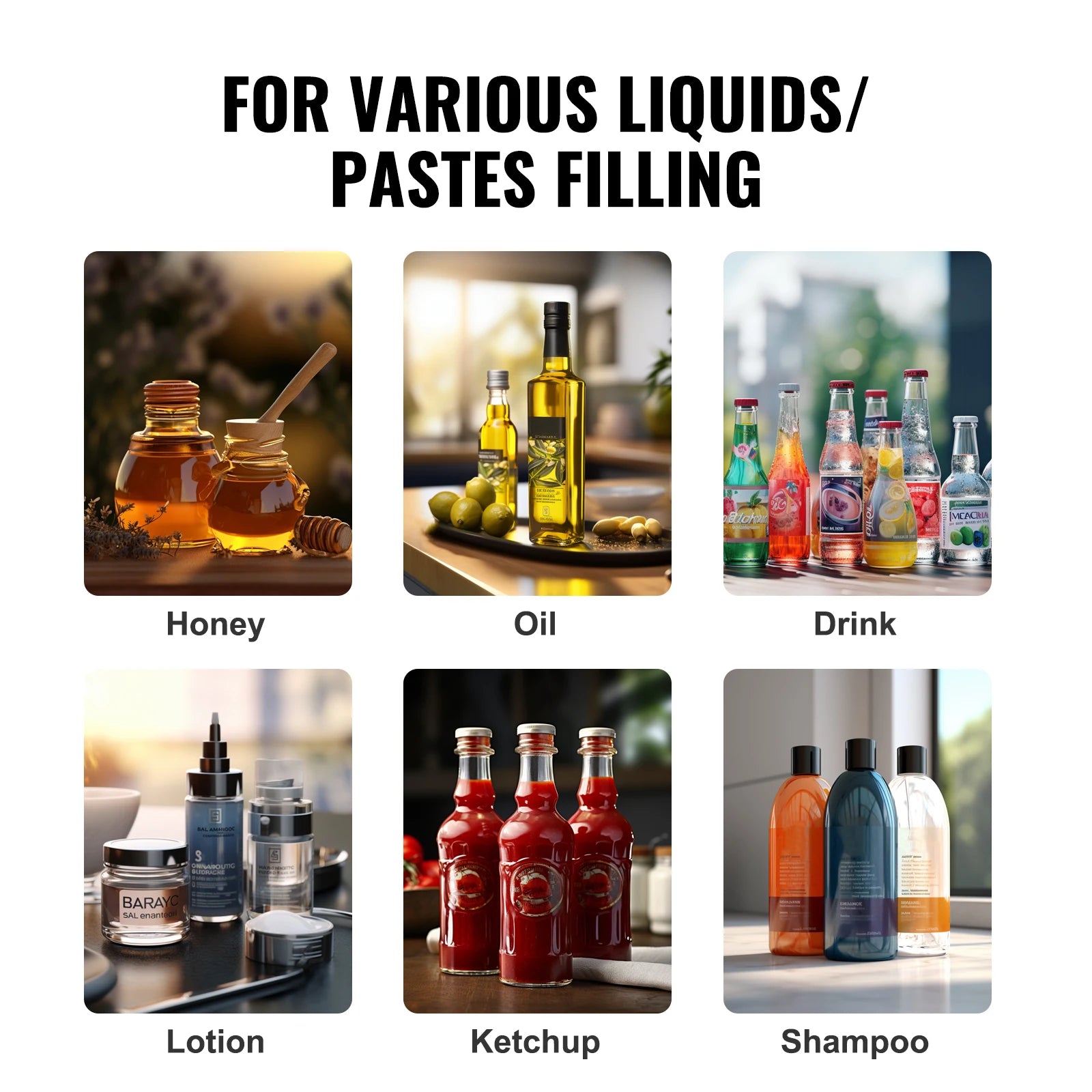 VEVOR 5-50/100ml A02 Pneumatic/Manual Paste Liquid Filling Machine Bottle Liquid Filler with Pedal for Water Juice Cosmetic Milk