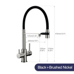 Brushed Gold Kitchen Faucet Filter 360 Swivel Pure Water Tap for 3 Ways Kitchen Pull Out Purification Water Mixer Double Handle