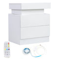 Bedside Table Large Capacity RGB Light Storage Nightstand Cabinet with 2 Drawers for Bedroom 45 x 35 x 52cm