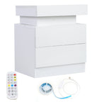 Bedside Table Large Capacity RGB Light Storage Nightstand Cabinet with 2 Drawers for Bedroom 45 x 35 x 52cm