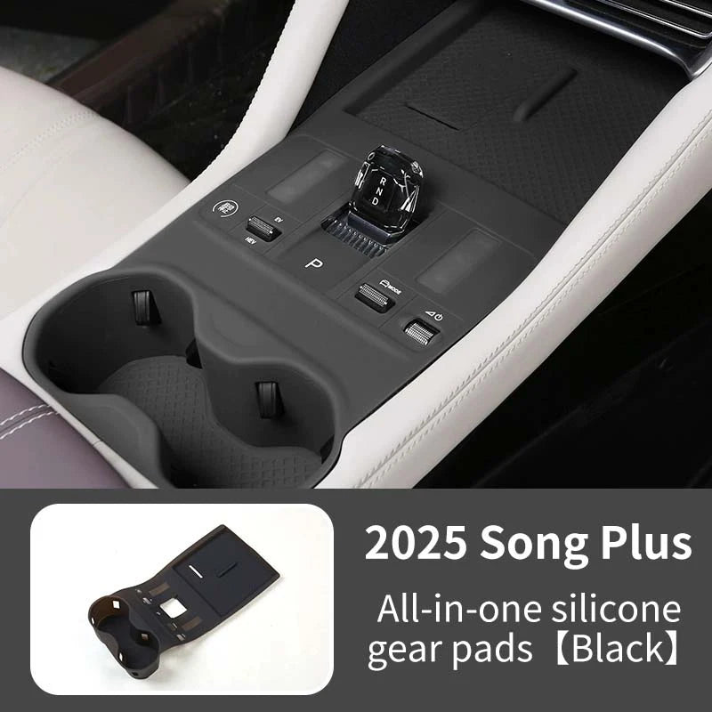 For Byd Song Plus Seal U Dmi Ev 2025 Car Central Control Gear Wireless Water Cup Silicone Mat Waterproof Protector Pad Anti-slip