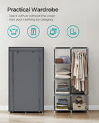 SONGMICS Portable Closet, Clothes Storage Organizer with 6 Shelves, 1 Clothes Hanging Rail, Non-Woven Fabric Closet, Metal Frame