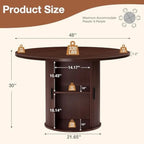 48'' Round Dining Table for 4-6 Kitchen Dining Table with Storage Dinner Room Table with 2-Layer Shelf and Wood Slide Door for