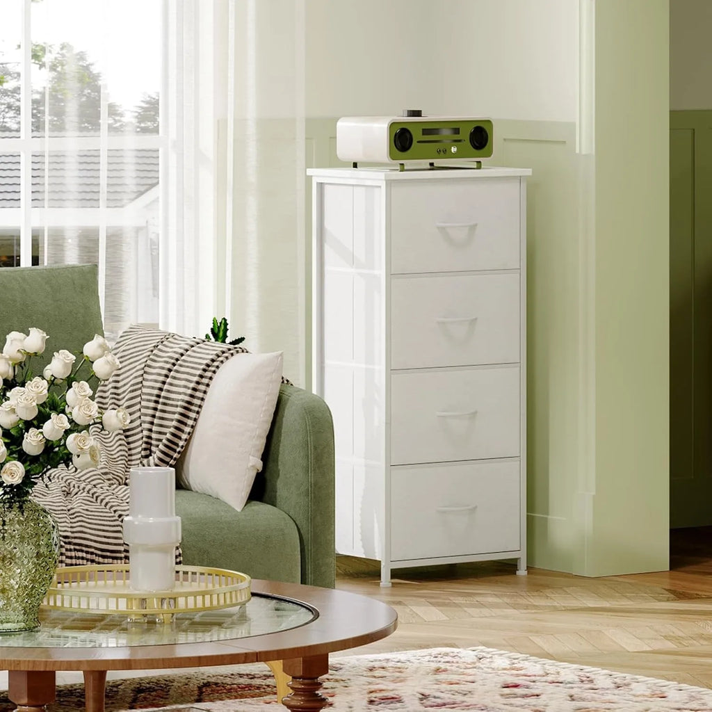 Tall Dresser for Bedroom with 4 Drawers, Storage Organizer Chest of Drawers with Removable Fabric Bins for Living Room Closet