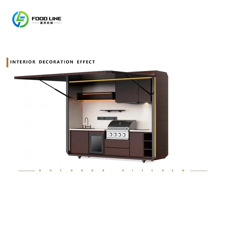 Customized Modern Premium Style Outdoor Kitchen Movable Kitchen Easy Install with Combined Sink & Fridge for Backyard Gatherings